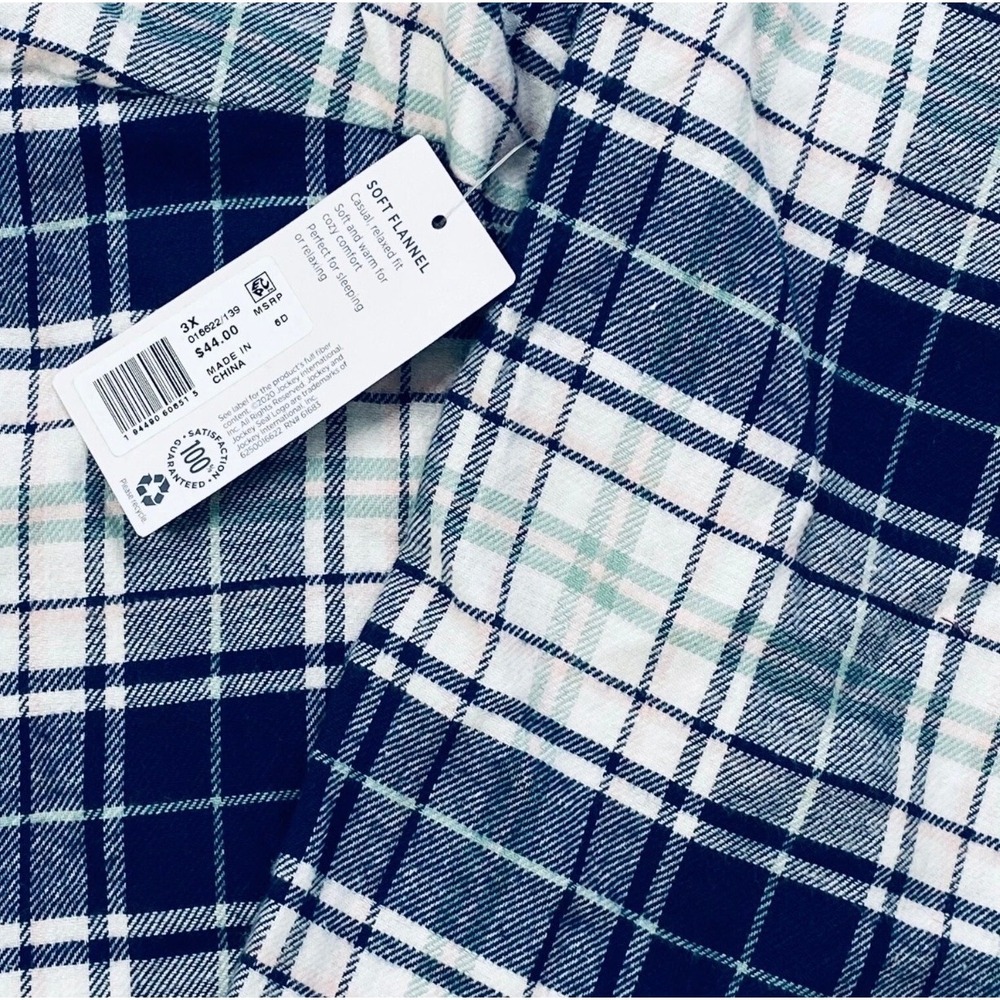 Jockey Pajama Top Womens 3X Winter Dawn Long Sleeve Button Down Soft Flannel Top - Picture 4 of 9